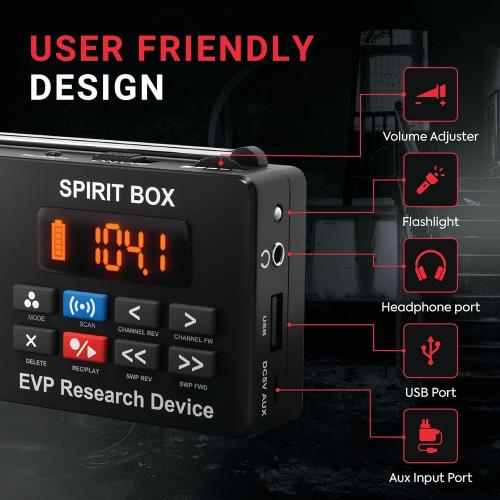 Spirit Box — Ghost Hunter’s Choice Equipment Kit with 32 GB Micro SD & Integrated Flashlight for Ultimate Paranormal Investigations and EVP Sessions