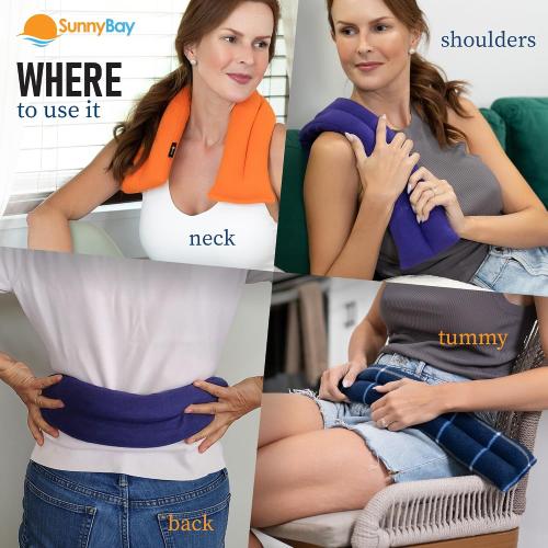 SunnyBay Microwave Heating Pad for Neck and Shoulders, 2.2 lbs 26 inch Long Versatile Microwavable Neck Wrap Warmer or Cool Pack, Hot or Cold Therapy to Relax Sore Muscles (Navy Blue)