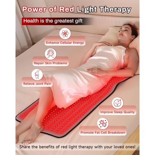 Red Light Therapy Mat for Body 38 x 23.6, 400 LEDs Dual 660nm & 850nm Infrared Medical-Grade TPU Pad for Back, Shoulder & Joint Relief, FSA & HSA Eligible