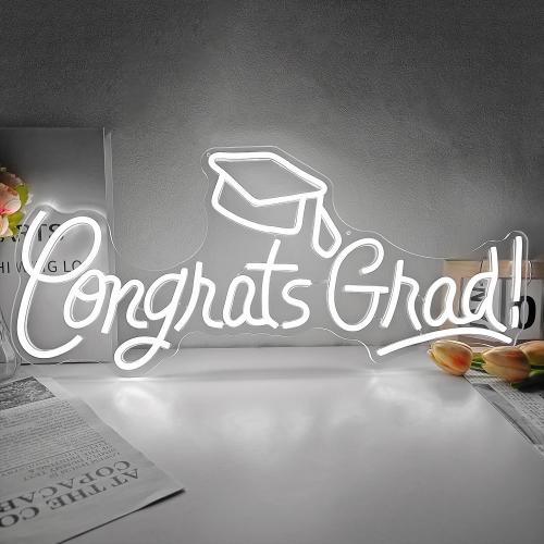 Congrats Grad Neon Sign 23.35x 9.92Inch Large Graduation Neon Sign for Backdrop Grad Led Sign Graduation Light Up Neon Light With Graduation Cap for Class Of 2026 Party College Gifts Celebrations