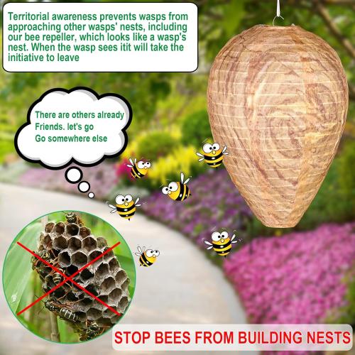 DECYOOL 2 Pack Wasp Nest Decoy Hanging Wasp for Wasps Hornets Yellow Jackets Outdoor Waterproof Material (Dark Brown)