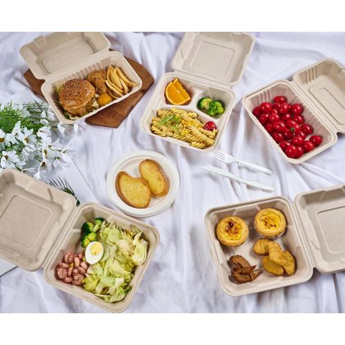 ECOLipak 75 Pack Clamshell Take Out Food Containers, 100% Compostable To Go Containers Disposable, 9X6 inch Heavy-Duty To Go Boxes, Eco-Friendly Biodegradable To Go Containers For Food