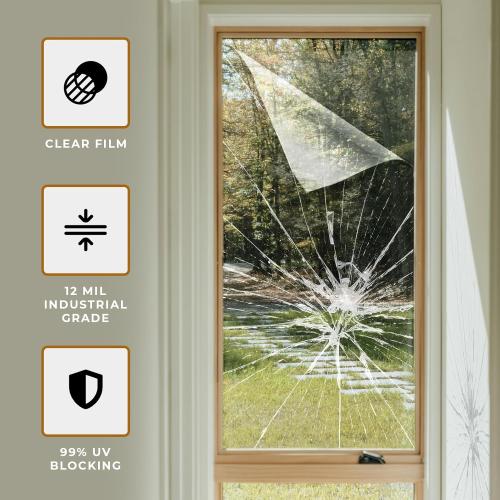 VViViD 12 Mil Clear Vinyl Shatterproof Safety Window Film (30 Inch x 25ft)