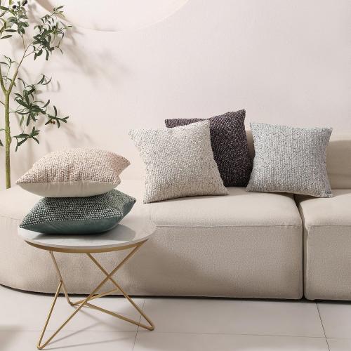 Striped Throw Pillow Covers 18x18 Set of 2 Beige Textured Boucle Chic Morden Boho Accent Farmhouse Square Decorative Couch Pillow Covers for Home Decor Bed Sofa Living Room