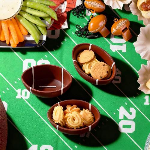 3 Pcs Football Snack Bowl Reusable Resin 4.72 Inches Football Serving Trays Platter Serving Dishes for Tailgate Dinner Sports Event Game Day Birthday Party Decorations Everyday Use