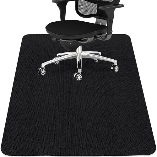 Sycoodeal Office Chair Mat for Hardwood Floor,Office Computer Gaming Chair Mat for Tile Floor,Large Floor Protector Rug,Anti-Slip,Easy to Clean,Pure Black(48x55)