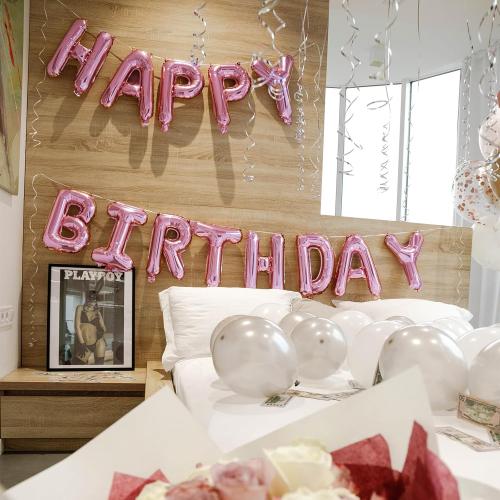 52 Pieces 16 Inches A-Z Letter Balloons – 2 Sets of Alphabet Mylar Balloon (Each Letter Includes 2 Balloons) for Party Decorations, Birthday, Graduation and Hanging Alphabet Banners (Pink)