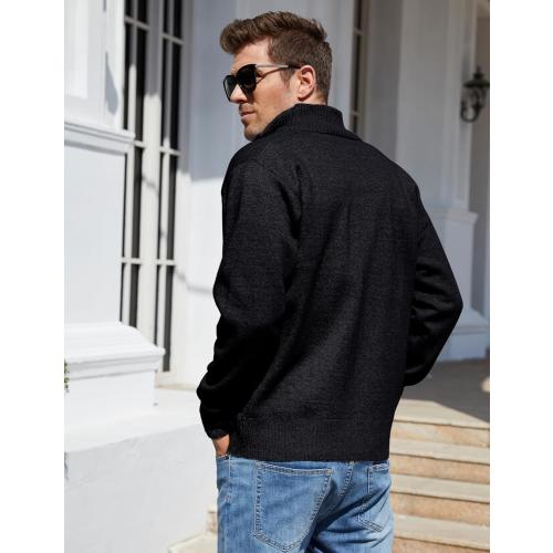 Size XL...Yeokou Men's Casual Slim Full Zip Thick Knitted Cardigan Sweaters with Pockets