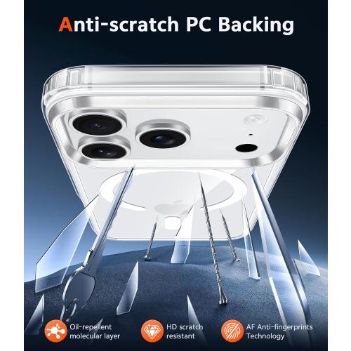 FNTCASE for iPhone 17 Pro Case, Compatible with Magsafe, Clear Transparent Magnetic Shockproof Protective Rugged Phone Cover with Screen Protector - 6.3 inch (A-Clear)