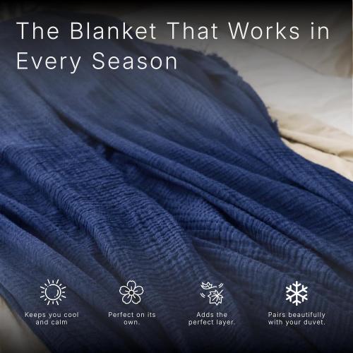 Salt Earth 100% Cotton Gauze 80X90 Queen 4 Layered Blanket- Dress Blue