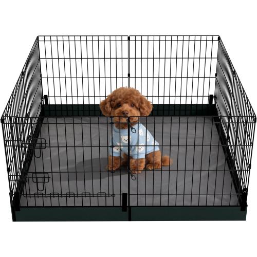Dog Playpen, Foldable Metal Puppy Play Pen with Bottom Pad, 24x24in 8 Panels Dog Playpen with Door for Indoor Outdoor, Heavy-Duty Pet Exercise Fence for Small Medium Animals