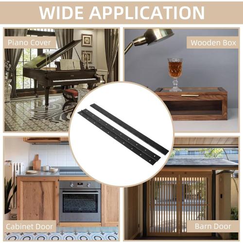 2 Pack Heavy Duty Piano Hinges, 36 Inch x 3 Inch Open Width Stainless Steel Piano Hinge 0.06 Thick Black Continuous & Piano Hinges with Screws for Wood Furniture, Door, Wooden Box