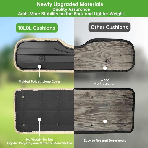 10L0L Deluxe Golf Cart Rear Seat Replacement Cushion, Soft Back Seat Cushion for Yamaha, EZGO RXV TXT, Club Car DS precedent and other 4&6 passengers Golf Carts with Flip Rear Seats