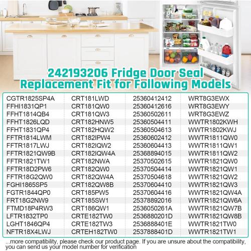 Upgraded 242193206 Refrigerator Door Gasket Replacement for Frigidaire Kenmore Crosley Refrigerator Door Seal 41.6''x 28.5 Fridge Door Gasket Seal for FFTR1828SP3A, FFTR1828SE0,CRT185SS1 Fridge Seal