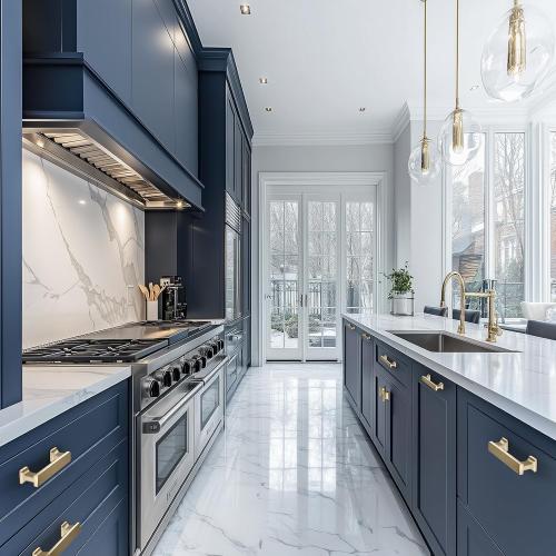 5 Pack Square Brushed Brass Cabinet Pulls, 5 Inch(128mm) Hole Centers Brushed Gold Cabinet Handles Hardware for Kitchen Cupboard Closet Bathroom Dresser Drawer, Solid Zinc Alloy