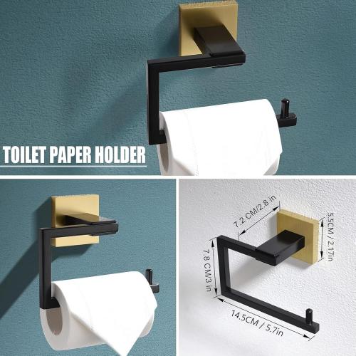 Color Black and Gold YACVCL 5 Pieces Bathroom Hardware Set, Black and Gold Towel Bar Set, 23.6 inch Towel Bar Hand Towel Holder Wall Mounted Stainless Steel