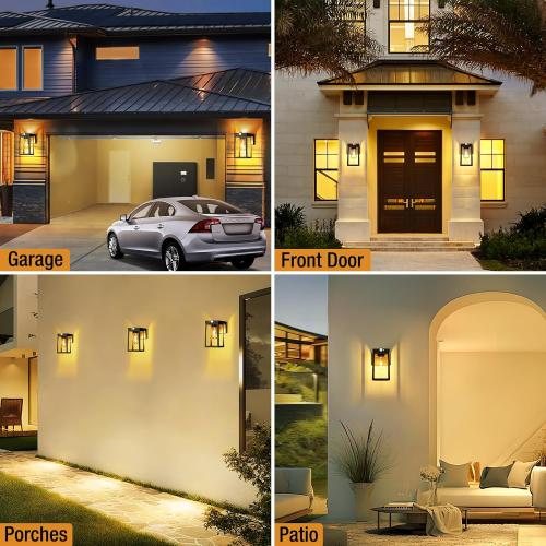 2 Pack Solar Porch Lights Outdoor with Motion Sensor, Dusk to Dawn Exterior Wall Lighting Fixtures Waterproof, LED Patio Lights Wall Sconce Outside Anti-Rust for Garage Frontdoor House, Black
