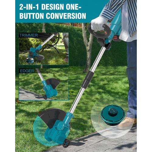 Electric Weed Wacker Cordless, 21V Electric Weed Cordless Eater Battery Powered with 2Pcs 4.0Ah Batteries, 3 in 1 Stringless Grass Trimmer/Edger/Brush Cutter for Lawn Yard Garden