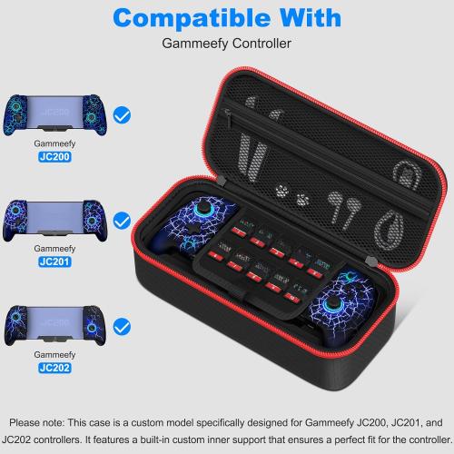 JC200 Series Switch Controller Customized Travel Case, Hard Shell Case Holds JC200 Series Controller, Switch Console, AC Adapter, Headset and 10 Game Cards, Etc. (for JC200 Series Controllers Only)