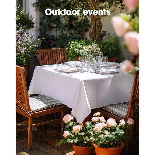 Pureegg Rectangle Table Cloth 60 x 84 – Durable Polyester Tablecloth Offers Reusable & Washable Protection, Ideal for Outdoor Party, Picnic, Wedding, Banquet and Birthday, 1 Pack, White