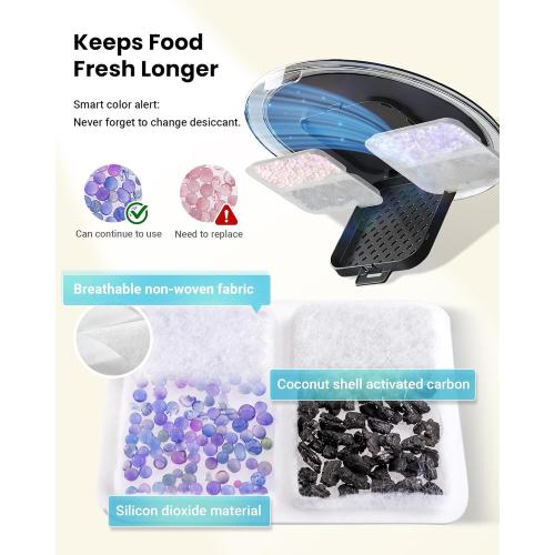 Automatic Cat Feeder for 3 Cats, 6L/25 Cup Cat Food Dispenser with Strong Anti-Jam System, Dual-Effect Desiccant, Smart WiFi App Control Pet Feeder, Automatic Dog Feeder, Gifts for Christmas