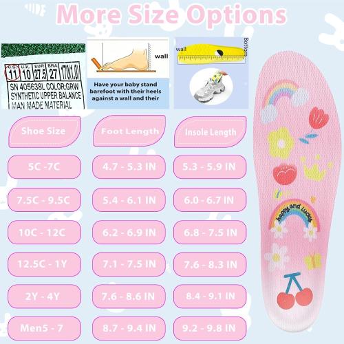 Insoles for Airtag Hidden Holder, Tracker Devise Case for Kids, Comfortable Inserts for Shoes (Pink, Foot:6.2-6.9IN/Insole:6.8-7.5IN/10-12C)