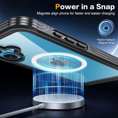 for iPhone 16 Case, Double Front Frame Built-in 9H Tempered Glass Screen Protector   Privacy Screen Protector, Compatible with MagSafe, Magnetic Phone Case for iPhone 16 Black