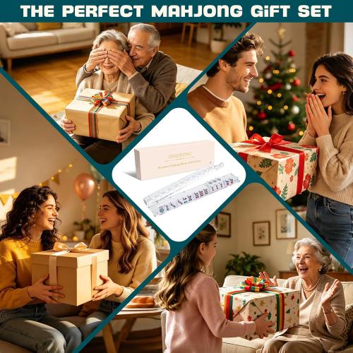 Mahjong Racks with Magnetic Pushers 17.5inch, 4 PCS, Clear Acrylic Scallop Mahjong Rack with Pushers, Ideal Gift for Mahjong Lovers, Parties & Game Nights