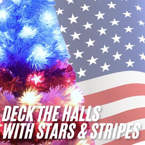 Christmas Concepts® 36 Fibre Optic LED American Flag Tree - Red, White & Blue Decoration for the 250th Anniversary of USA Independence Day - July 4th Celebrations