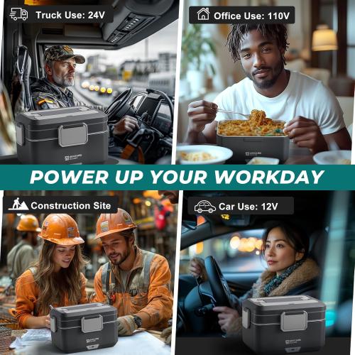 Annie & Mia Design Electric Lunch Box for Adults, 100w 3.5L 2-Layer Portable Food Warmer, Dual Mode 2.5L   1L Heated Lunch Box for Adults, Home/Car/Office/Truck Use, Lonchera Eléctrica Portátil