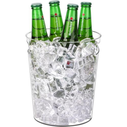 Pack of 6 Tiawudi 6 Pack Ice Bucket, Plastic Wine Chiller for Champagne, Beverage, Soda and Beer, Wine Bottle Cooler, Ice Tub, Multi-Use Clear Bucket as Vase, Flower Pot or Trash Bin