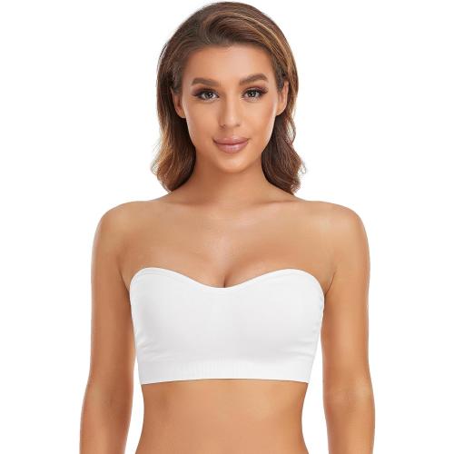 Size XL Lusait Strapless Bra for Women Non-Slip Silicone Padded Bandeau Bra Wireless Tube Top Bralette
