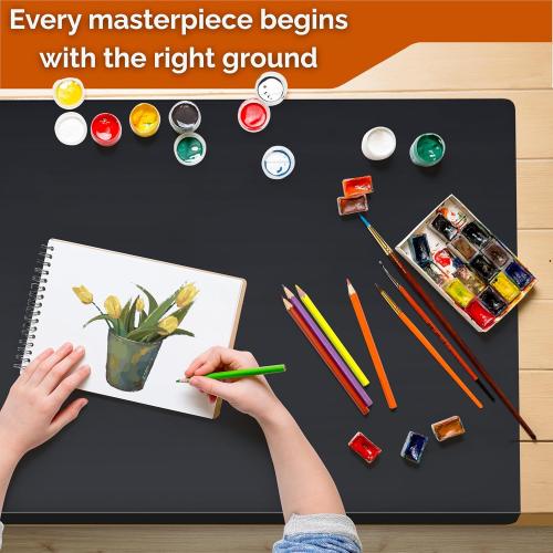 Extra Large Silicone Mats for Crafts with Edge Protection – Silicone Table Mat – Multipurpose Heat Resistant Silicone Mat – No Folds or Wrinkles – 1.4mm Thick, 36x24, Black