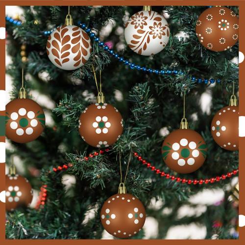 24 Pcs 2.36 Inch Mexican Christmas Ball Ornaments Platos De Barro Mexicanos Barro Decor Tree Hanging Ornaments Plastic Christmas Balls Decor for Xmas Trees Holiday Party Favors Home