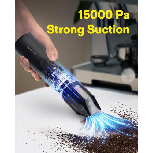HOTO Handheld Vacuum Cleaner Cordless, Desk Vacuum Cleaner Compressed Electric Air Duster 15000Pa Suction, 4-in-1 Portable Vortex Vacuum Dust Buster Air Blower for Computer, Keyboard, Coffee Grounds