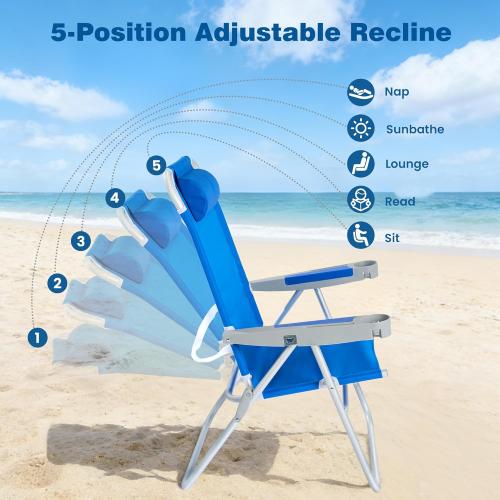 SUNNYFEEL Oversized Tall Folding Beach Chair Lightweight, 17 Portable Sand Chair for Adults Heavy Duty 500 LBS with Cup Holders, Foldable High Camping Lawn Chairs for Camp/Outdoor/Picnic/Sports