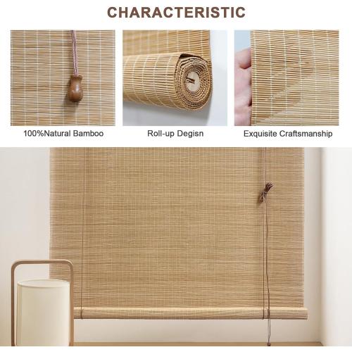 Bamboo Blinds for Interior Windows, Custom Bamboo Shades for Indoor Windows, Roller Shades for Indoor Window and Outdoor Patio, Easy to Install for Decks, Porches, Backyards