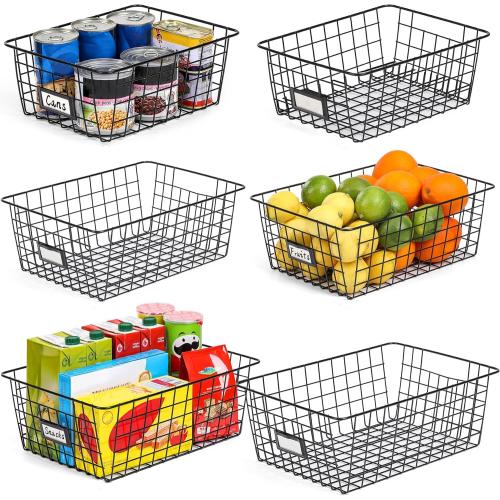 6 Pack Wire Baskets for Pantry Organization and Storage, Kitchen Organizer, 2 XXLarge & 2 XLarge & 2 Large