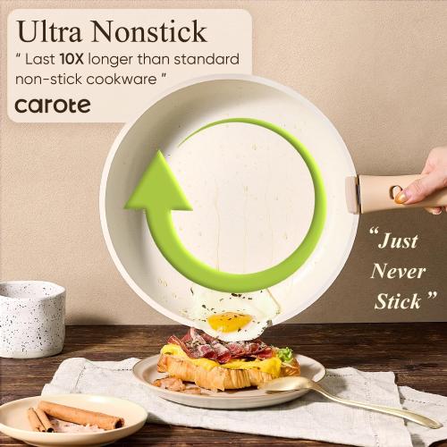 CAROTE Pots and Pans Non Stick, Cookware Sets Detachable Handle, Induction Kitchen Pots and Pans,NonStick Cooking Set, Oven/Dishwasher/Fridge Safe, Space Saving