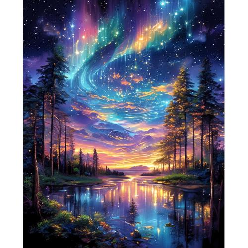 Starry Night Paint by Numbers Kit for Adults Beginner Tree Acrylic Painting Kit Adult Paint by Number Kits on Canvas DIY Painting for Beginners Art by Numbers for Gifts Home Wall Decor 16x20 Inch