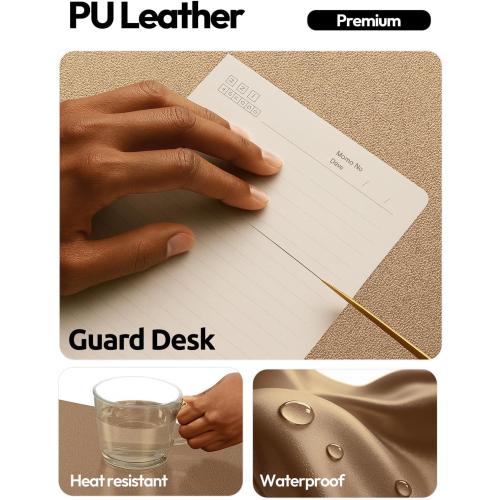 YSAGi Leather Desk Protector, Office Mat, Large Mouse Mat, Non-Slip PU Leather Blotter, Laptop Desk Pad, Waterproof Writing Pad for Office and Home (Bronze, 23.6 x 13.8)