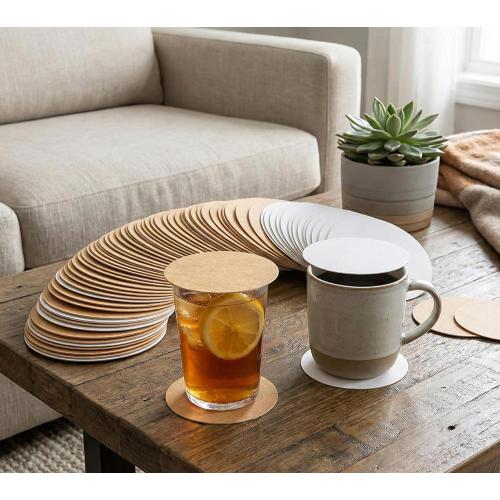 eSplanade Disposable Coaster - Made of Paper (Set of 100) - Use and Throw Reversible Coasters - Perfect for Bar, Hotel, Restaurant Purpose & Parties (Brown Round)