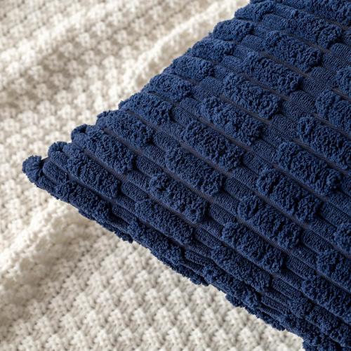 MIULEE Corduroy Decorative Throw Pillow Covers 18x18 Navy Blue Pack of 2
