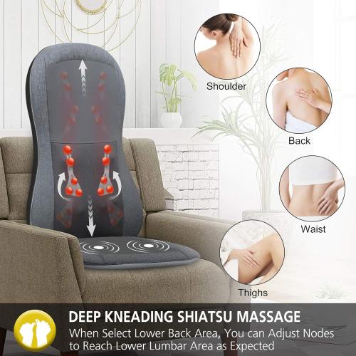 COMFIER Shiatsu Full Back Massager,Massage Chair Pad with Heat,2D/3D Massage Seat Cushion,Chair Massager with 10 Shiatsu Nodes, Rolling Kneading Chair Pads for Lower Back,Mothers Day Gift for Women