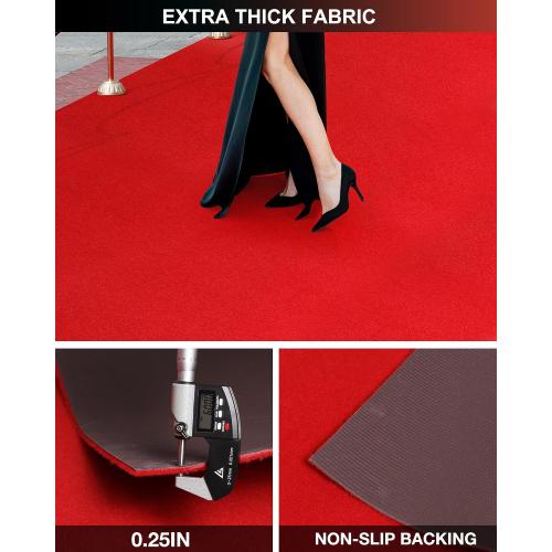 450GSM Extra Thick Red Carpet Runner for Party & Events, 3ft x 10ft Heavy Duty Non-Slip TPR Rubber Backing, Aisle Runway Rug forProm, Wedding Ceremony Decorations, Hollywood Oscars for Awards
