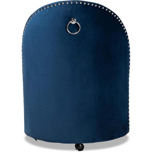 Baxton Studio Bethel Glam and Luxe Navy Blue Velvet Fabric Upholstered Rolling Accent Chair  ( the  polyurethane wheels is broken see the pictures)