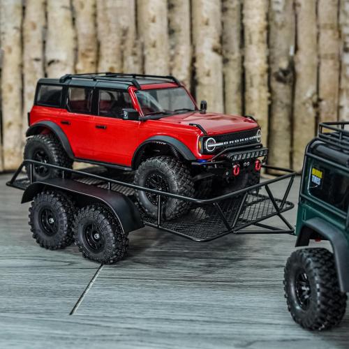 INJORA RC Trailer for Hauling Behind Car - Metal Hitch Mount Trailer for 1/18 RC Crawler TRX4M Defender Bronco K10 High Trail F150, 543g/each