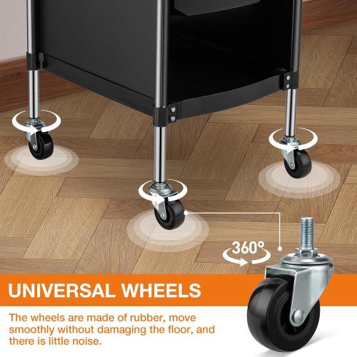 Noverlife Hair Salon Storage Tool Cart, 6-Layer Salon Cart with Wheels, Space Saving Barber Station Trolley, Rolling Carts for Hair Stylist Barber Storage Trolly for Hairdressing Beauty SPA Tattoo