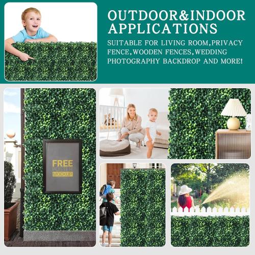 Grass Wall Panels,12Pcs 10x 10 Artificial Boxwood Hedge Panels for Indoor Outdoor Decor,Higher Density Faux Greenery Wall Backdrop Green Wall Privacy Screen for Patio Party and Backyard