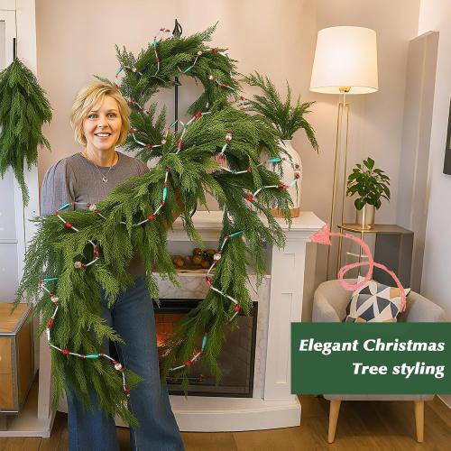 24 Feet Exquisite Christmas Tree Decor Acrylic Beads Xmas Tree Garland Multicolor Glitter Hanging Bead Decorations Garland for Trees Indoor Outdoor Home Decor Use(Christmas Classics)